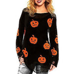 Fashion Halloween Pumpkin Hem Sweater