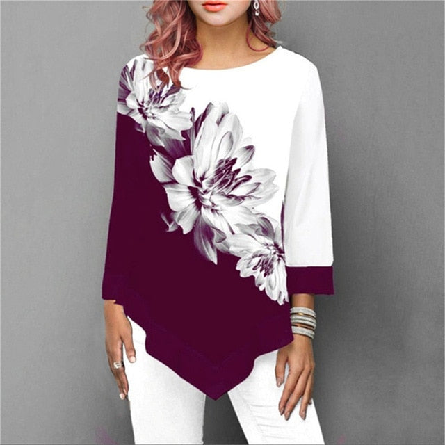 Floral Printing Blouse Sleeve Casual