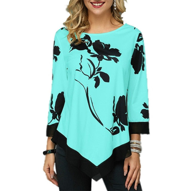 Floral Printing Blouse Sleeve Casual