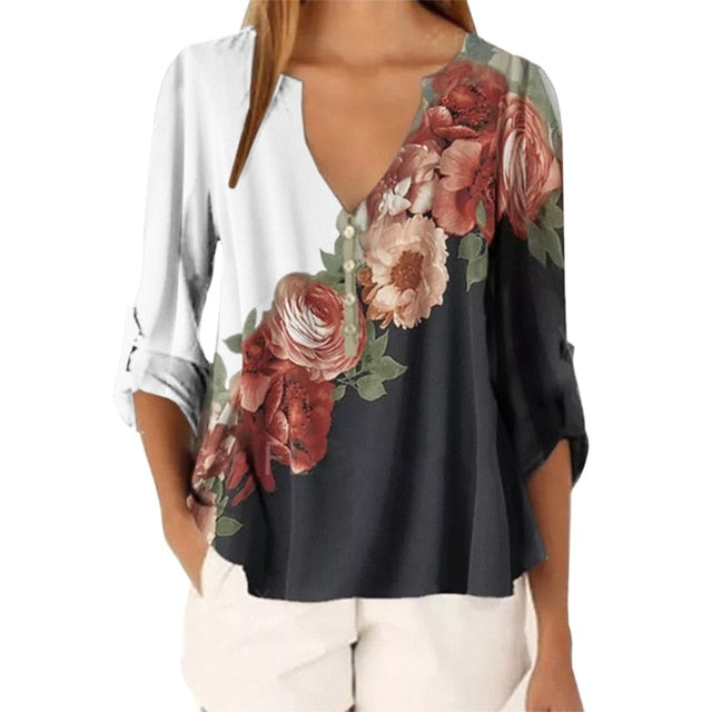 Floral Print  Blouses Half Sleeve