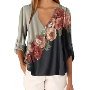 Floral Print  Blouses Half Sleeve