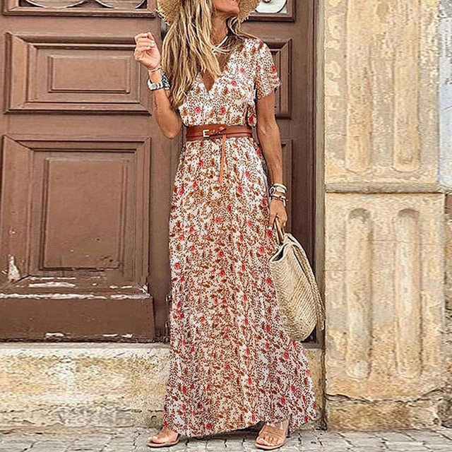 Beach Maxi Dress Floral Print