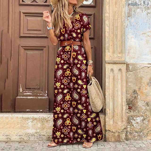 Beach Maxi Dress Floral Print