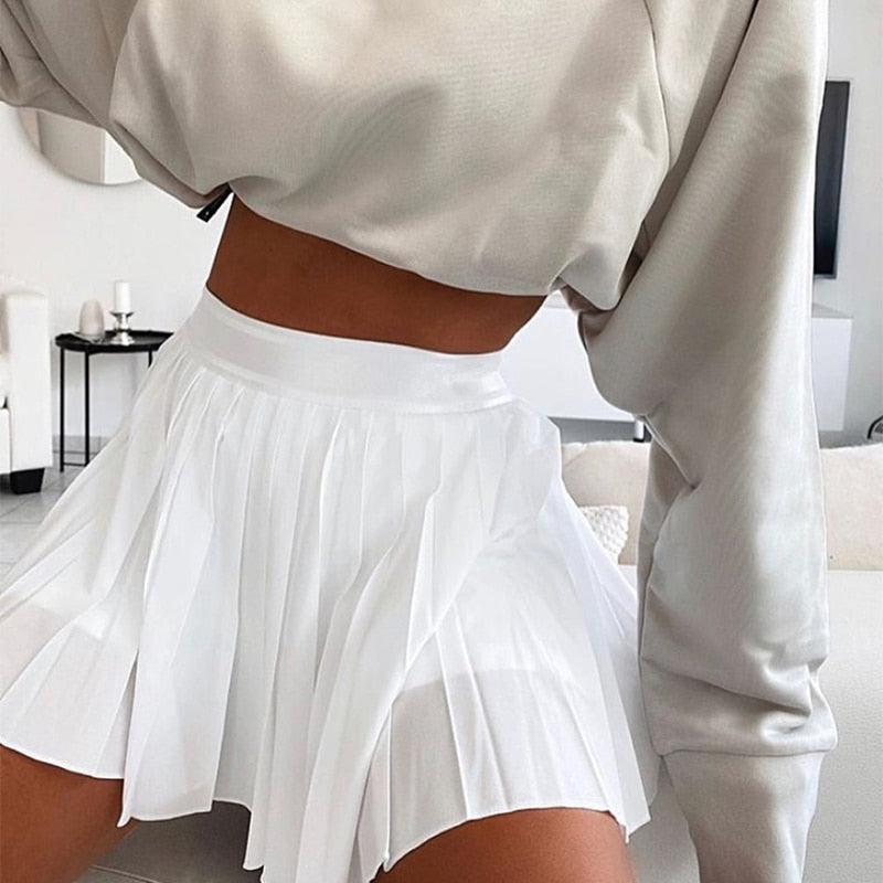 Women Pleated A-line Mini Skirts