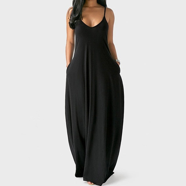 Long Black Party Dress Sling