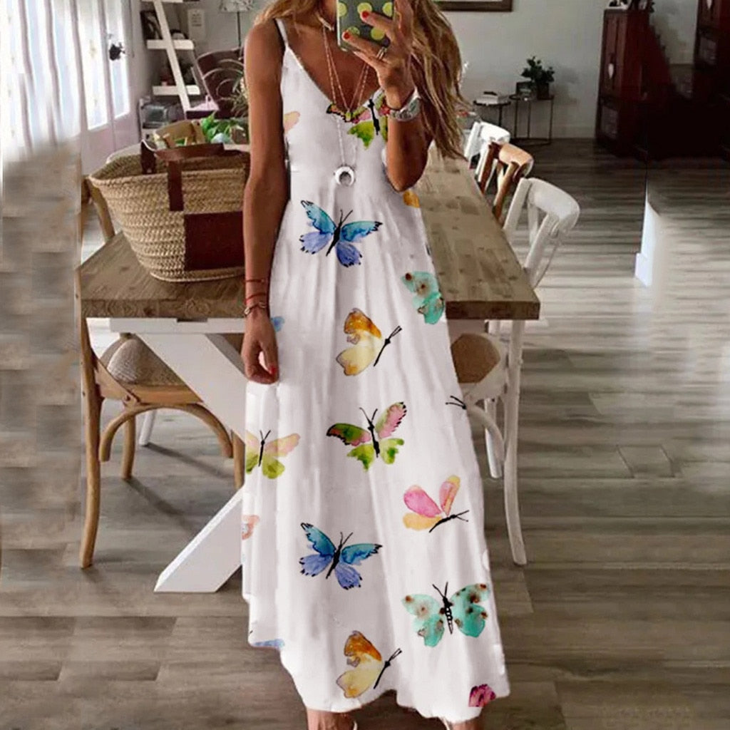 Butterfly Print maxi dress